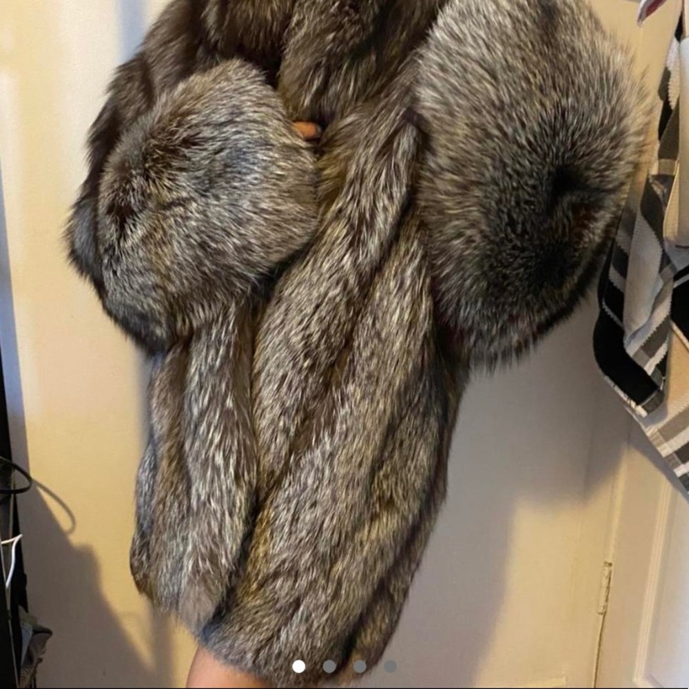 Natural fur silver fox coat